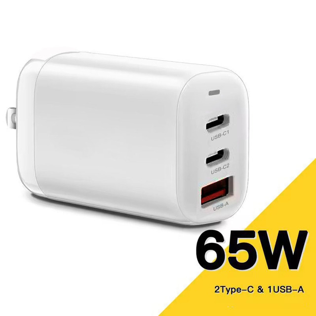 65W PD3.0 USB Wall Charger 30W Foldable Fast Charging 3 Ports Power Adaptor with SCP Function 65W Pd Gan Charger