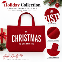 Sac fourre-tout en toile grand format JC BASIC rouge de Noël, personnalisable OEM/ODM, grande capacité, durable, à fond large, promotionnel pour les fêtes