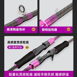 Lure Fishing Rod Carbon Fiber Straight Handle Medium Fast Action Bass Fishing Ocean Boat Fishing - Product Image 2