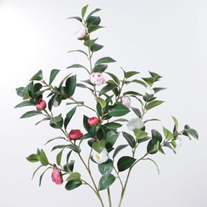 Bouquet de fleurs artificielles de camélia Dream Castle, en plastique et soie, pour décoration de mariage, arrangement floral - Product Image 2