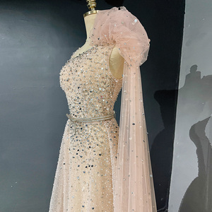 Jancember SZ570 Abito da Sera Monospalla con Piume, Cintura con Strass e Stile Sirena per Donna - Product Image 5