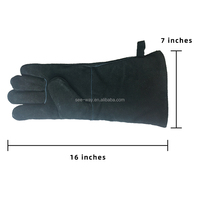 Gants de soudage en cuir résistant à la chaleur Seeway de 16 pouces pour MIG TIG Stick Forge BBQ Grill Cheminée Poêle