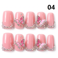Faux Ongles Press-On Faits Main 601-605 Couleurs Fleurs Canard, 10 Pièces, Styles de Design Uniques pour Doigts