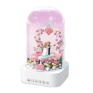 Canzone personalizzata giocattoli per bambini Bluetooth decorazione romantica illuminazione assemblaggio regalo blocchi di costruzione carillon