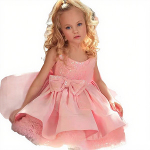 Vestido de Tirantes para Niña con Lazo Grande de Pedrería Rosa, Falda Tutú de Felpa para Desfile de Moda - Product Image 5