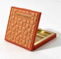 Palette de fards à paupières carrée vide à 4 compartiments avec miroir intégré, en plastique ABS plaqué or, cosmétique portable