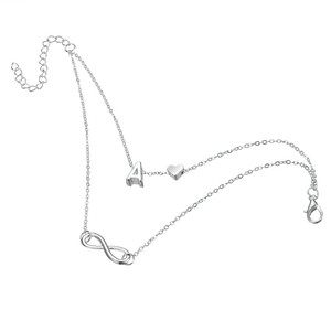 <span class=keywords><strong>Cavigliera</strong></span> alla Moda con Lettere Semplici, Cuore e Infinito, Colore <span class=keywords><strong>Argento</strong></span>, Catena per Caviglia con 26 Lettere per Donne - Product Image 2