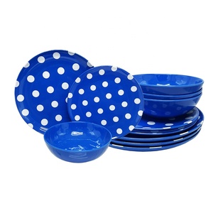 Polka Dot Outdoor <strong>Camping</strong> Tableware <strong>Set</strong> Durable Melamine <strong>Plates</strong> Bowls Dishwasher Safe 4-Piece for Picnic Party Restaurant Use - Product Image 6