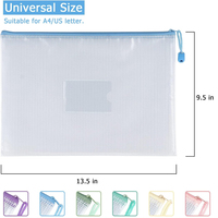 Pochette de classement A4 transparente en PVC maillé imperméable avec fermeture éclair pour bureau et étudiants, personnalisable avec logo