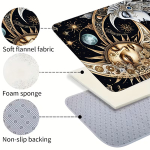 Tapis <span class=keywords><strong>de</strong></span> <span class=keywords><strong>bain</strong></span> Mystic Sun and Moon Face, design céleste or et argent, ultra absorbant, antidérapant, pour la décoration du sol <span class=keywords><strong>de</strong></span> la salle <span class=keywords><strong>de</strong></span> <span class=keywords><strong>bain</strong></span> - Product Image 5