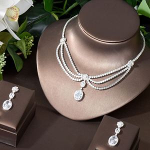 HIBRIDE Multi-Color Women Wedding Party Dress Jewelry Set Bridal AAA CZ 2pcs Necklace Earrings Jewelry Sets Bijoux Femme N-1310 - Product Image 1