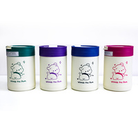 Cadeaux de baptême en gros, gobelets en verre à double paroi vert de 400 ml avec couvercle et paille, ours en peluche, boisson directe, écologiques, mignons
