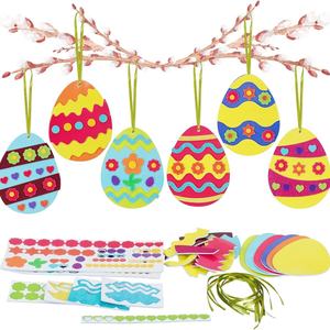 Tarjetas de papel con diseño de huevos de Pascua, recortes de huevos de Pascua con cinta para colgar, recortes artesanales de huevos con patrones coloridos, adorno de etiqueta de Pascua - Product Image 1