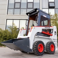 HTL25 Mini Skid Steer Loader dengan Kabin dan Roda, Log Loader, Front Loader Kapasitas 2 Ton, Mesin Diesel, Bucket