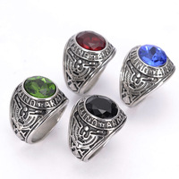 Haiteng Fabrik Großhandel Edelstahl Punk-Stil Retro Amerikanischer Soldaten-Armee-Ring 18K Goldplattierung für Hochzeiten