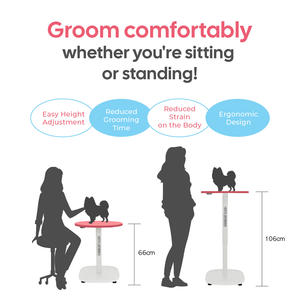 Table de toilettage pour animaux de compagnie HEDYS GROOMING, compacte, réglable en hauteur, petite, ronde, en acier et contreplaqué, pour usage professionnel et domestique - Product Image 6