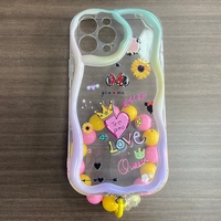 Coque de téléphone transparente en TPU imprimée avec perles pour OPPO A16 A18 et iPhone 17 16 15 14 13 12 Pro Max