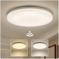Plafonnier LED rond à capteur de mouvement, design moderne et écoénergétique, intensité variable, avec couvercle en acrylique pour intérieur