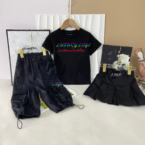 Ensemble 2 pièces pour petite fille, princesse adorable, t-shirt et short en coton, jupe mi-longue en tulle - Product Image 5