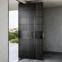Porte d'entrée extérieure en acier de luxe haut de gamme, porte blindée résidentielle moderne, porte pivotante en bois massif pour maison