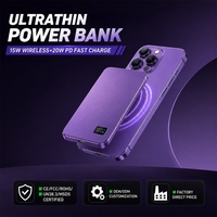 5000mAh Magnetische Powerbank Kabelloses Laden 20W PD Schnellladung Aluminium 8,5mm Ultra Slim Großhandel OEM/ODM B2B