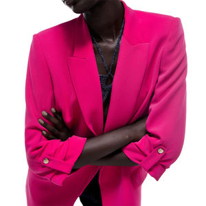 2021 OEM personnalisé surdimensionné mode rouge formelle dame à manches longues en gros décontracté grande taille <span class=keywords><strong>Robe</strong></span> Blazers Femme et manteau pour les femmes - Product Image 2