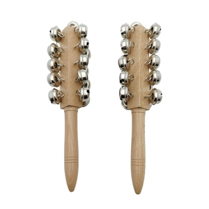 Wholesale Wooden Handle Hand Shake Bells Percussion Instrument Sleigh Bell Stick For Kids <b>Musical</b> Education - Product Image 1