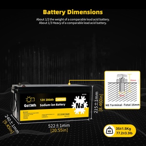 แบตเตอรี่โซเดียมไอออน 12V 200Ah รับประกัน 5 ปี อุณหภูมิใช้งาน -40°C ถึง 60°C สำหรับรถบ้าน เรือ แคมป์ปิ้งคาร์ - Product Image 2