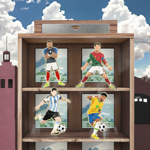 Badge et emblème de collection en métal électroplaqué découpé au laser, motif dessin animé, des superstars du football 2026 : <span class=keywords><strong>Kylian</strong></span> Mbappé et Cristiano Ronaldo - Product Image 2