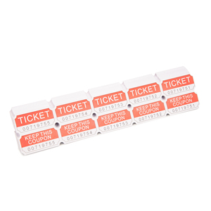 Billets de tombola perforés rouges avec numéros de série et section pour coupons, imprimés sur carton pour événements - Product Image 1