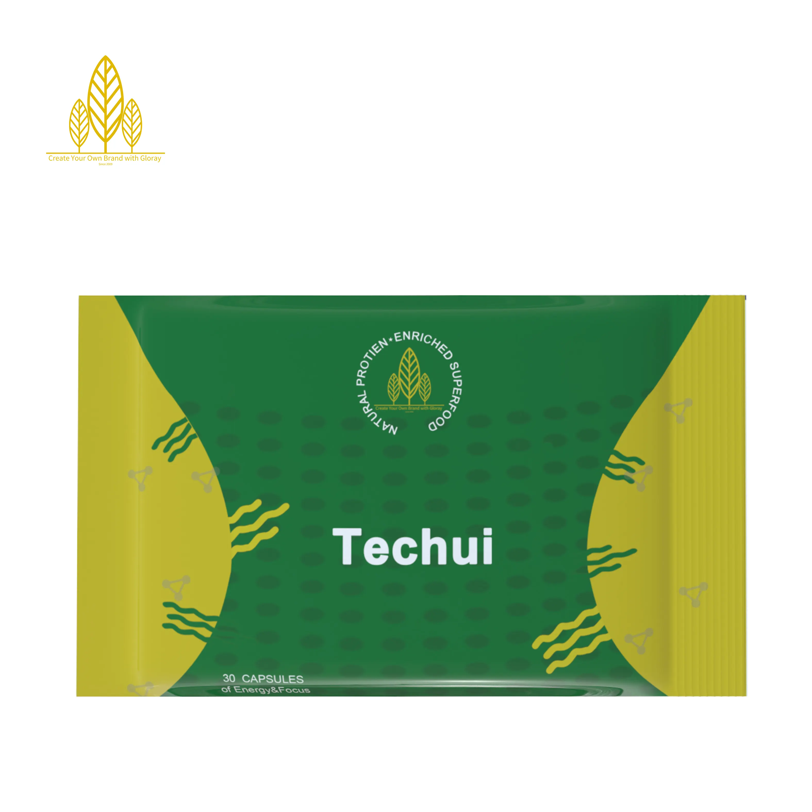 Techui Natural Spirulina Capsule Supportive Exercise and Fat-burning Nutrients Antioxidants Help Neutralize Damaging Plantensis