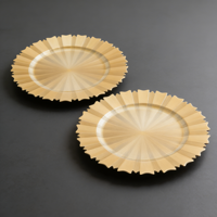 Assiettes rondes en plastique acrylique doré pour la décoration de table de mariage, assiettes de présentation en forme de récif pour dîner en famille ou déjeuner