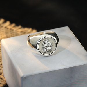 Chunky 925 Bạc signet Nhẫn 15mm tùy chỉnh khắc logo cá nhân chữ vòng quyến rũ người đàn ông Nhẫn cho cha Quà Tặng bán buôn - Product Image 4