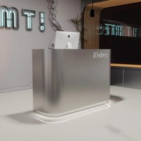 Comptoir de bar moderne en acier inoxydable durable avec éclairage LED pour salons de coiffure, instituts de beauté, hôtels