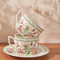 Ensemble tasse à café et soucoupe en céramique vintage, design rétro de luxe, motif tournesol, 240 ml, tasse à café en forme de fleur, boîte cadeau