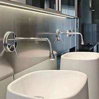 Nordique tout cuivre mur en pistolet gris robinet et robinet chaud et froid évier robinets salle de bain toilette minimaliste laiton contemporain céramique