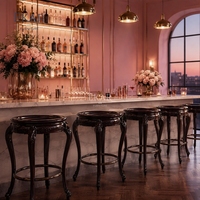 Support à plantes sculpté à la main de style Versailles |   Tabourets de bar circulaires classiques français de luxe - EKAR FURNITURE