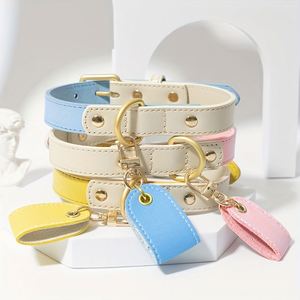 Simple Cute Pet <b>Tag</b> on Collar Pet <b>ID</b> Name <b>Tag</b> for Outdoor Walking Pu Leather Crafts Dog Labels - Product Image 4