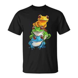 T-shirt Frog Pile avec motif d'ormeaux colorés empilés pour un usage ludique - Product Image 1