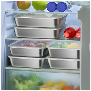 5PCS Set Rectangle Reusable Stainless Steel Food Storage <strong>Container</strong> <strong>With</strong> <strong>Lids</strong> Lunch Box Snack <strong>Containers</strong> Leakproof for Travel - Product Image 6