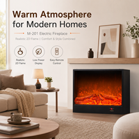 Chimenea Eléctrica de Lujo, Calentador Lineal LED, Construcción Metálica, Montaje en Pared, para Uso en Hoteles y Hogares, Control Remoto por Aplicación, Inglés