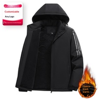 Blouson Bomber Homme Hiver 7651 à Trois Bandes, Doublure Polaire Épaisse, Rembourré Coton, Isolant pour Temps Froid, Manteau Streetwear avec Logo