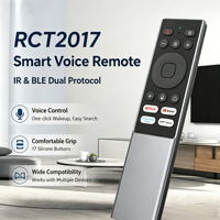 Télécommande vocale IR BLE 17 touches OEM ODM pour décodeur, double protocole, piles 2AAA, personnalisable en usine