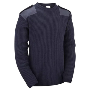Pull tactique à manches longues DSF58 pour homme, bleu marine foncé, avec écussons sur les épaules et les coudes, tricot durable pour l'extérieur, vente en gros - Product Image 2