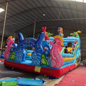 डायनासोर के आकार के inflatable महल स्लाइड ट्रैम्पोलिन बाउंस हाउस बच्चों इंफ्लेटेबल कैसल
