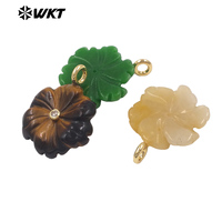 WT-JP522 Pendentifs en or sculptés à la main en forme de fleur, avec zircon et pierres précieuses naturelles colorées, tendance et populaires, pour la création de bijoux féminins