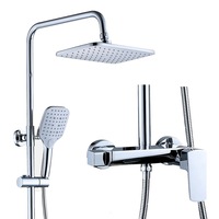 Ensemble de douche en laiton de haute qualité, froid et chaud, finition exposée, colonne de douche mélangeur en or brossé pour salle de bain