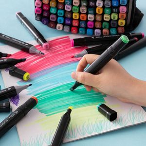 Ensemble de stylos marqueurs permanents double pointe à double face en plastique de 6 mm, marque Private Label, avec 168 couleurs pour le dessin, l'esquisse et la calligraphie - Product Image 2