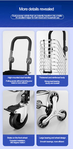 Jielai troli belanja portabel, keranjang belanja dapat dilipat gaya roda mendaki bahan Aloi aluminium pegangan dapat disesuaikan - Product Image 5