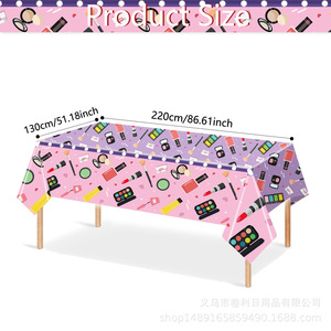 Makeup Themed <b>Tablecloth</b> 220x130cm <b>Rectangle</b> Digital Printing Valentine's Day Party Decorations Plastic Paper Material - Product Image 2
